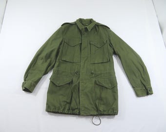 Military Man's Cotton Sateen Cold Weather Field Jacket, Sz Long Small M51 1960s