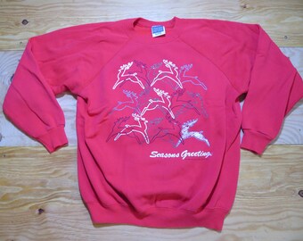 Rentier Weihnachten Sweatshirt, Frohe Weihnachten, Rot Sz L-XL? 1990er Jahren