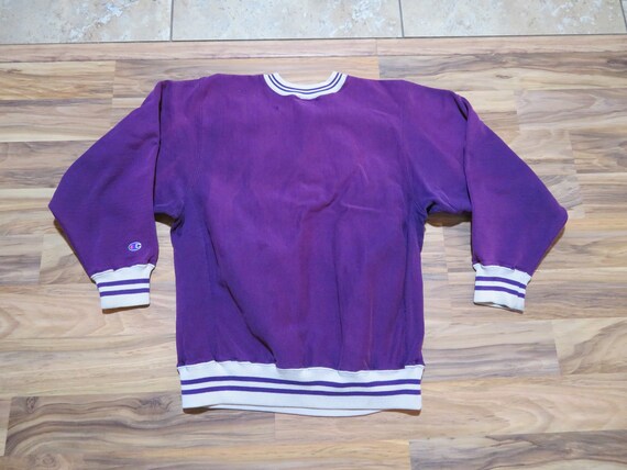 Vintage Champion Spellout Reverse Weave Purple Sweatshirt Sz