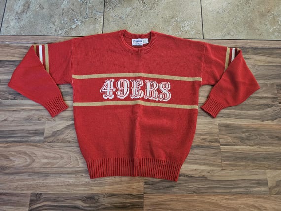 80s San Francisco 49ers Sweater Cliff Engle Pro Line, Red Gold Sz