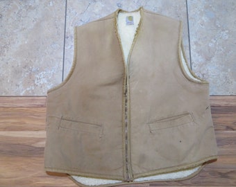 Vintage Carhartt Sherpa Lined Work Vest Carhartt Tan Sz XL