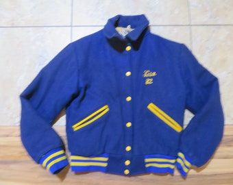Vtg 50's Lasley Knitting Co. Letterman Jacket Sz 38 Wool Blue