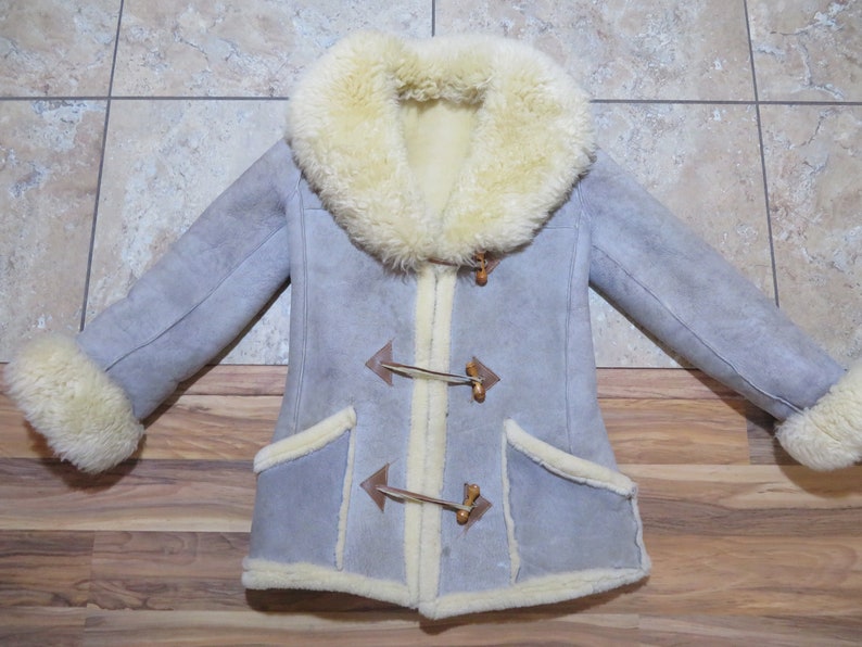 Vintage Women's Leather and Sherpa Coat Ranch Coat Gray - Etsy