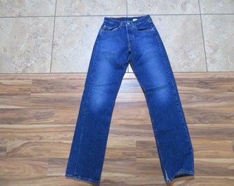 Vintage Levis 501 Button Fly Jeans Dark Wash Blue Sz 27x34 Measured 24x33
