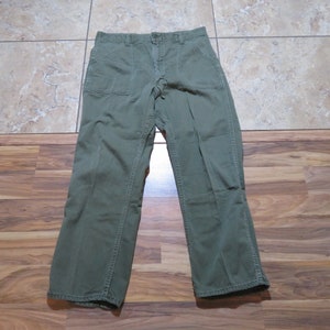 VTG Military Army Cotton Sateen Green Pants 34x27