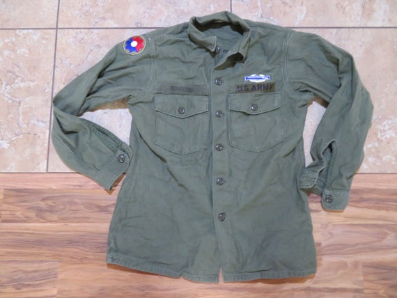 Vintage Military Cotton Sateen Uniform Shirt Viet… - image 1