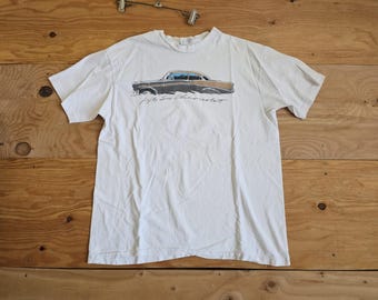 1980s 56 Chevrolet Bel Air Car White Beige Gray T-shirt Sz XL Chevy