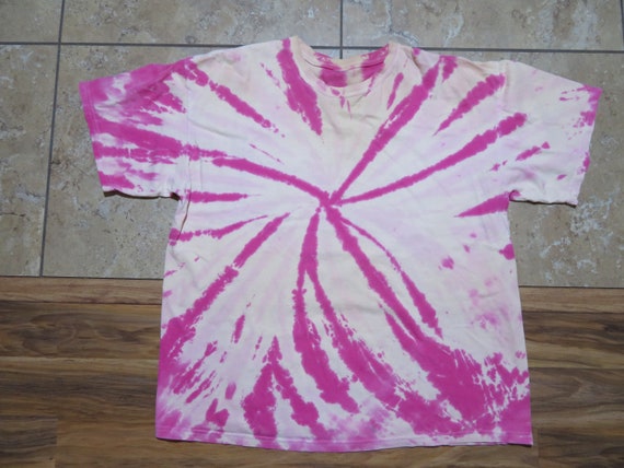 Vintage Tie Dye T-Shirt Hippie White Shirt with P… - image 1