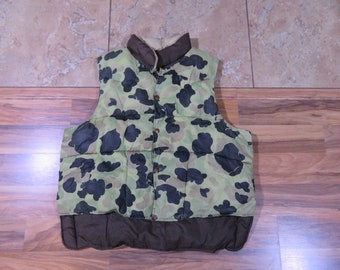 Vintage Reversible Outwear Vest Duck Hunter Camouflage Zip Front
