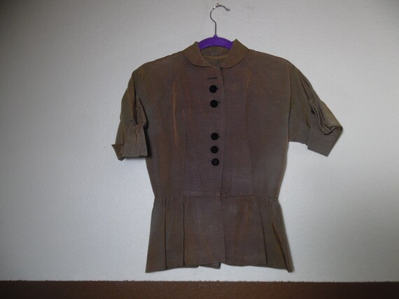 Vintage 1940s Womens Suit Dress Brown-Black Skirt… - image 3