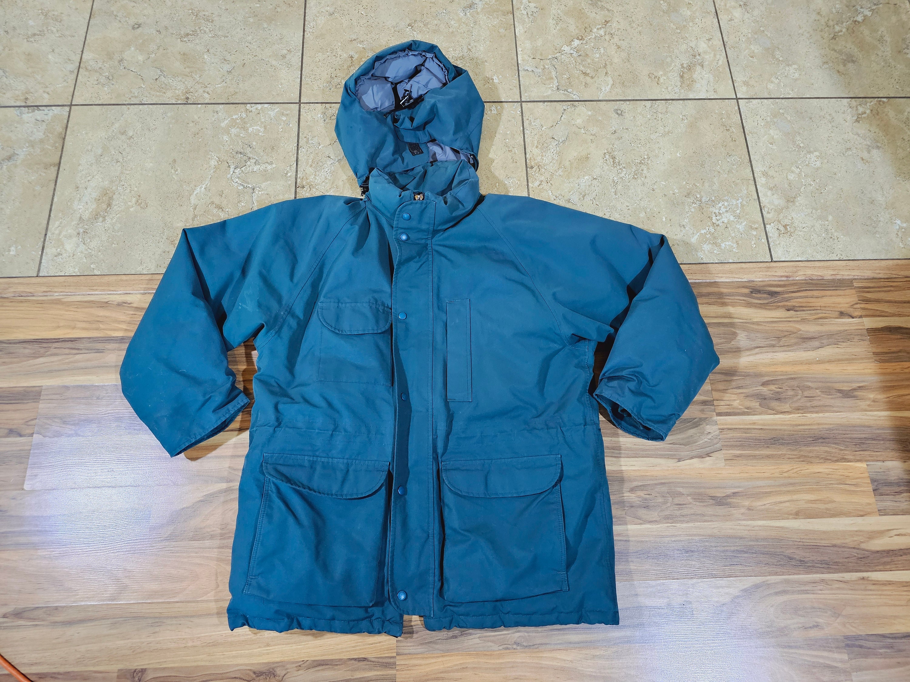 Vintage Eddie Bauer Ridge Line Goose Down Gore tex Jacket Coat Parka With Hood Green Zip Front Sz XL Etsy