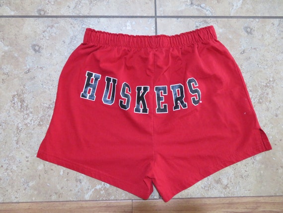 Vintage Cute Huskers Gym Shorts Nebraska Cornhuskers White Red Concepts  Sport Elastic Waist T-shirt Material Kids Sz L or Fit Womens XS-S 