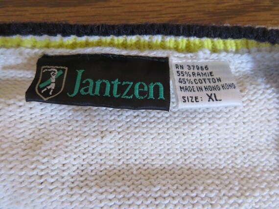 Vintage Jantzen Sweater Vest White Aqua Gold Bran… - image 3