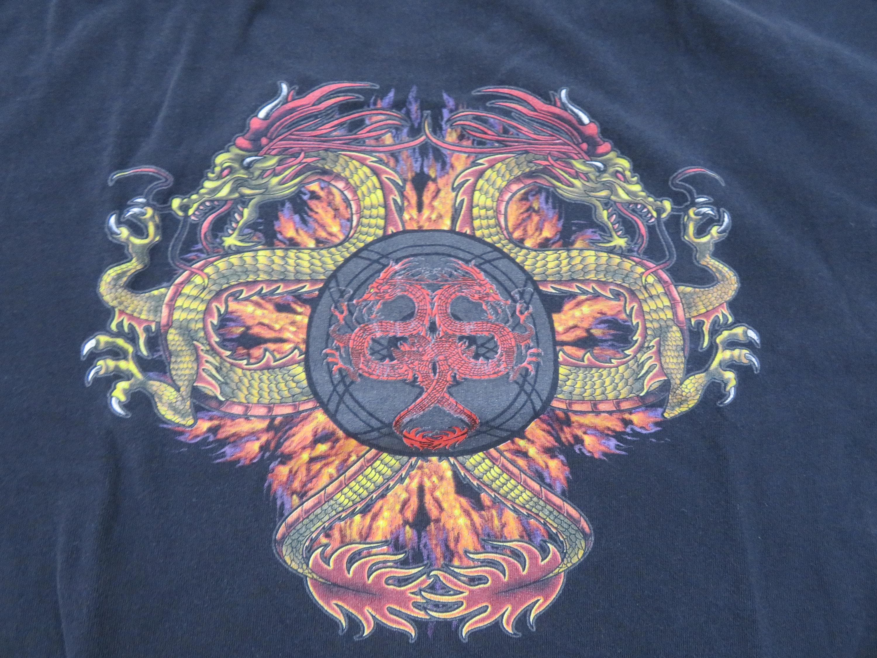 Dragon Double Sided Graphic Black T-shirt, Size XL Y2K - Etsy Israel