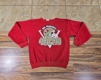 Vintage Trench 1990s San Francisco 49ers Red Sweatshirt Sweater Sz M-L? Streetwear Sportswear