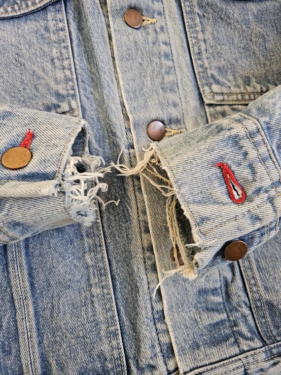 Vintage Pepsi Jean Jacket Trucker Light Wash Blue Denim Made in 