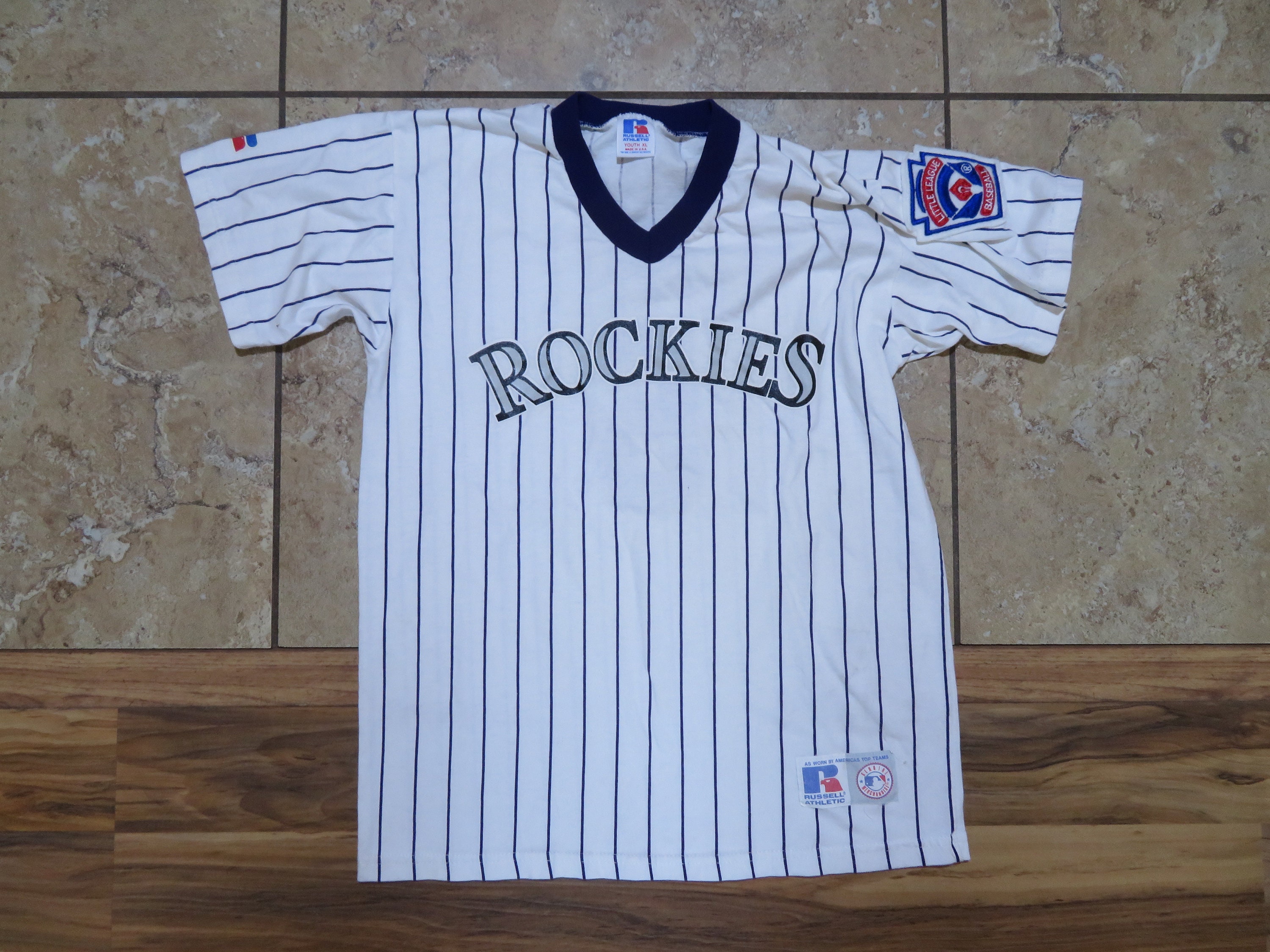 Colorado Rockies Stitched Jersey Size Large Black Green Stitches