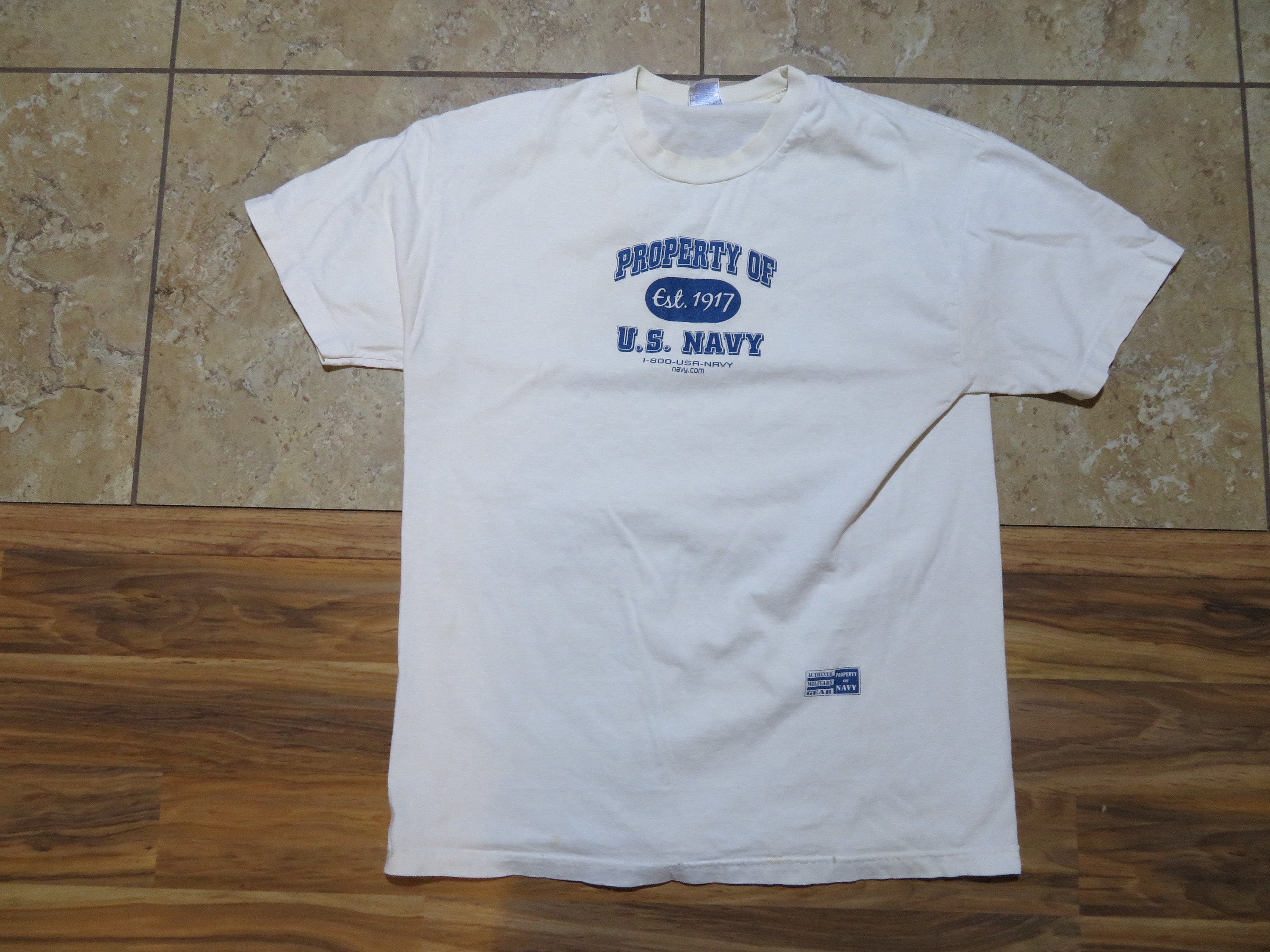 Vintage Property of U.S. Navy T-shirt White Blue Murina Brand - Etsy UK