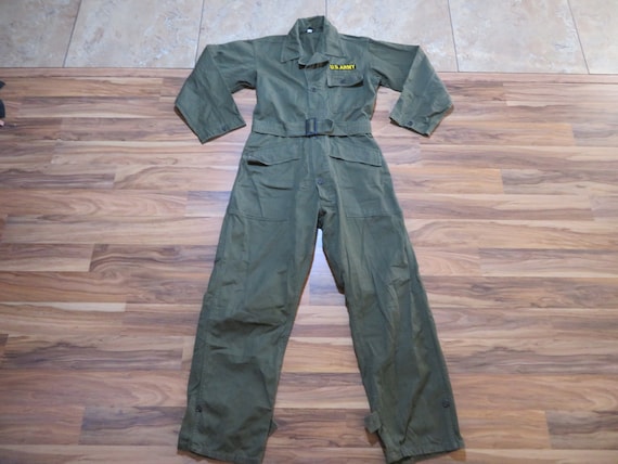 Vintage HBT US Army Green Mechanic Coveralls 13 Star Buttons Sz 36R Great  Condition 