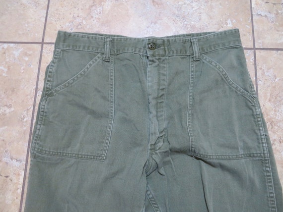 VTG Military Army Cotton Sateen Green Pants 34x27 - image 2