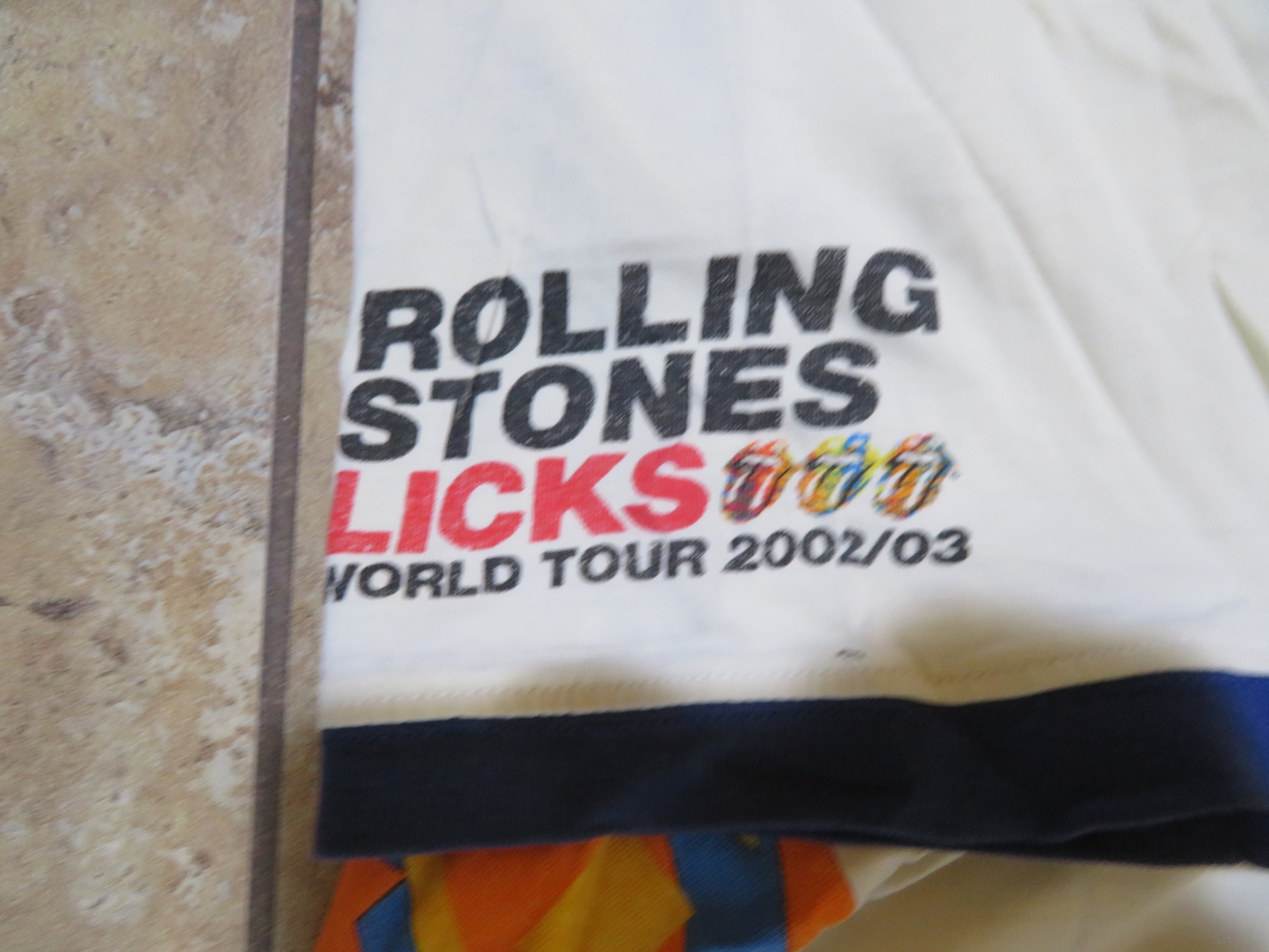Vintage Rolling Stones Licks Tour Ringer T-shirt Beige Blue
