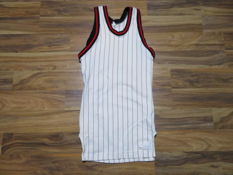 Vintage 1960s Athletic Basketball Jersey Tank Top White REd Etsy