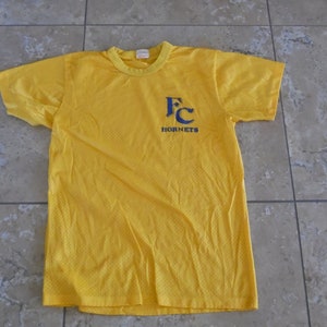 Vintage FC Hornets Mesh Jersey Shirt Top Yellow Sz M image 1