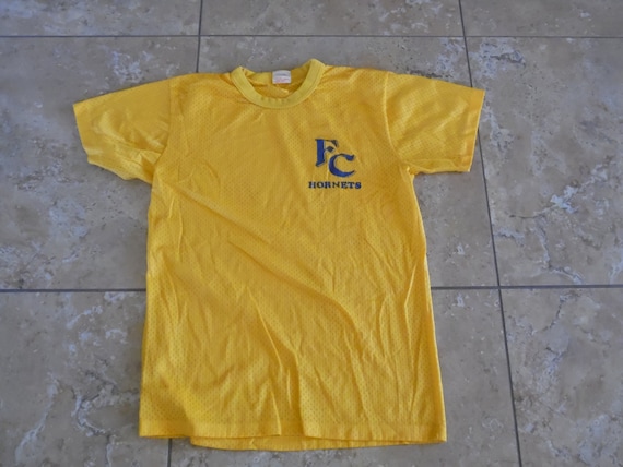 Vintage FC Hornets Mesh Jersey Shirt Top Yellow S… - image 1