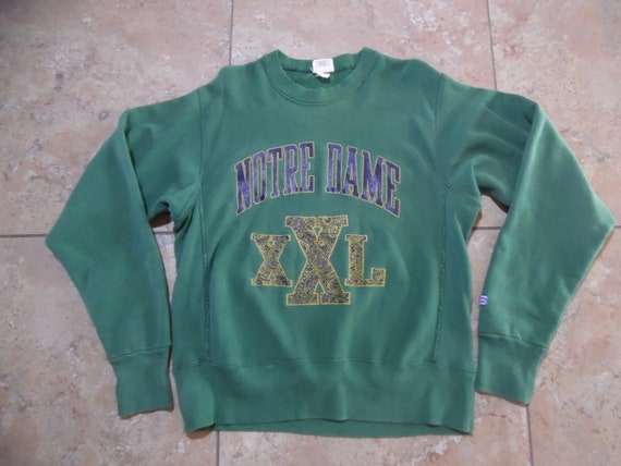 Vintage Notre Dame Green Sweatshirt with gussets S