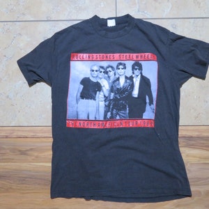 VTG Rolling Stones Steel Wheels Rock T-Shirt Budweiser 1989 North American Tour Double Sided Graphic Black Red Gray Made in USA Sz M-L