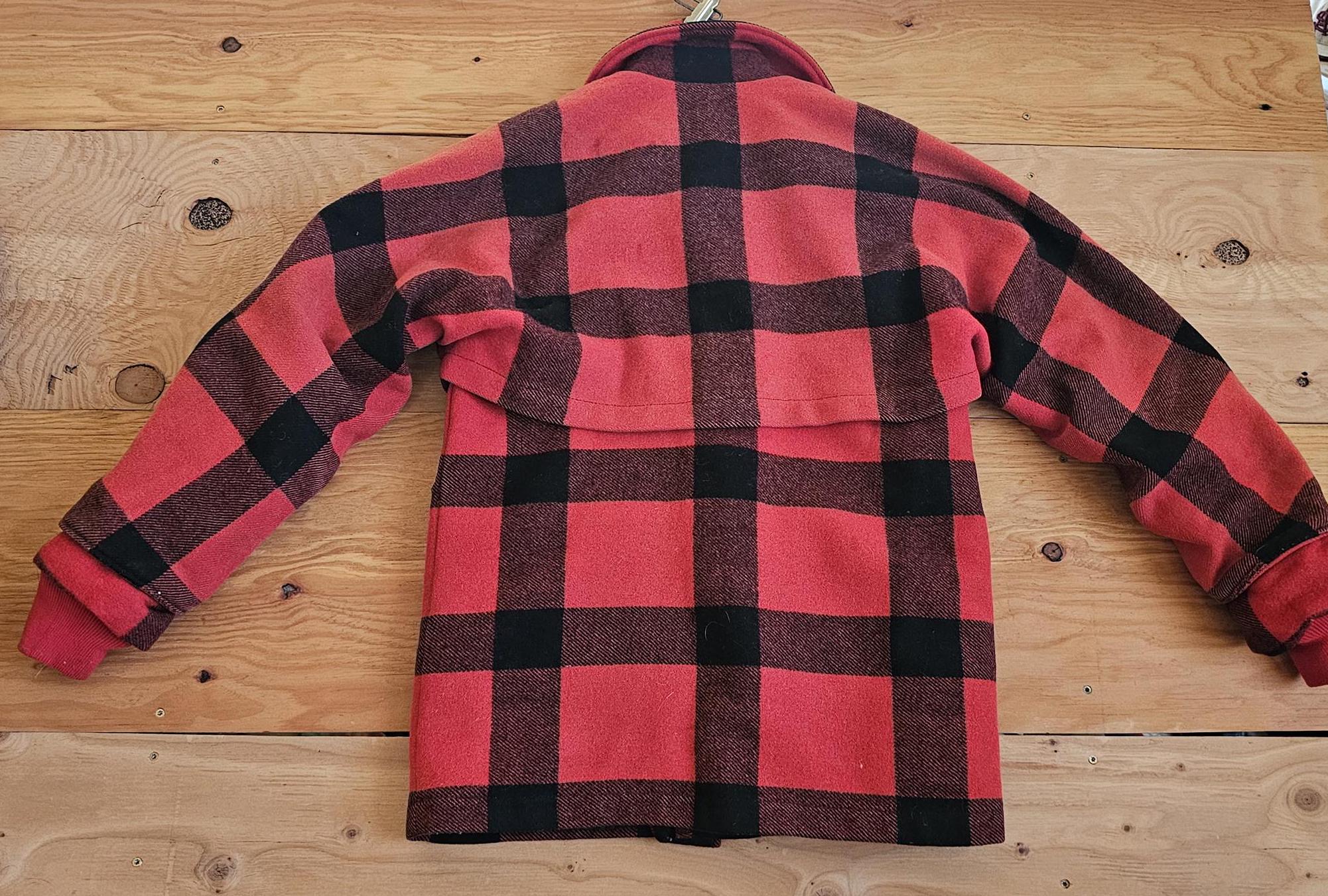Vintage Eddie Bauer Buffalo Plaid Wool Jacket Mackinaw Cruiser Red
