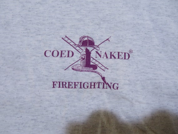 Vintage Coed Naked Firefighting T-Shirt Suggestive Hu… - Gem