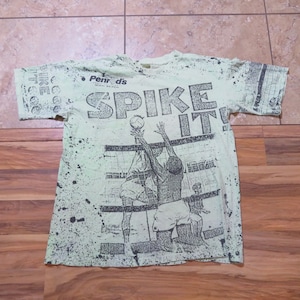 Vintage Miami Beach Volleyball Pendrods Spike It All Over Print Green T-shirt Sz XL image 1