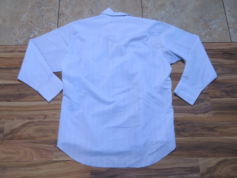 Vintage Rustler Pearl Snap Western Cowboy Shirt Light Blue Sz 17-35 image 2