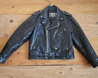 First Genuine Leather Vintage Biker Jacket - Etsy