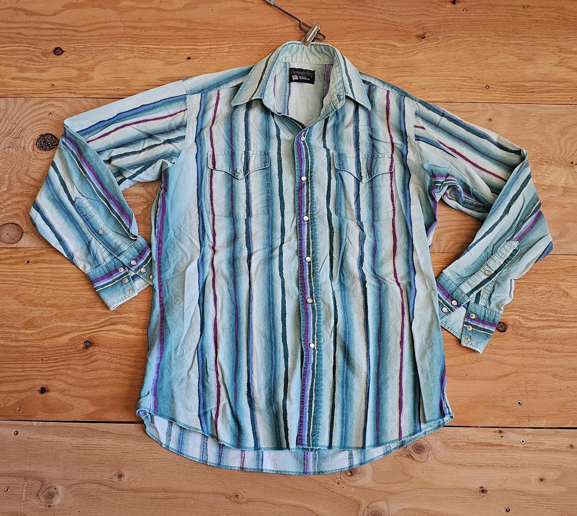Chemise western slim vintage années 1980 Panhandle perle snap homme 17