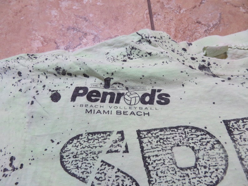 Vintage Miami Beach Volleyball Pendrods Spike It All Over Print Green T-shirt Sz XL image 2