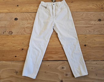 Calvin Klein Jeans, ivoorkleur, denimjeans, dames maat 11, gemeten: 23 x 25, jaren 1990