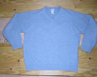 vintage LL Bean Knit Gris V-Col Pull Sz XL