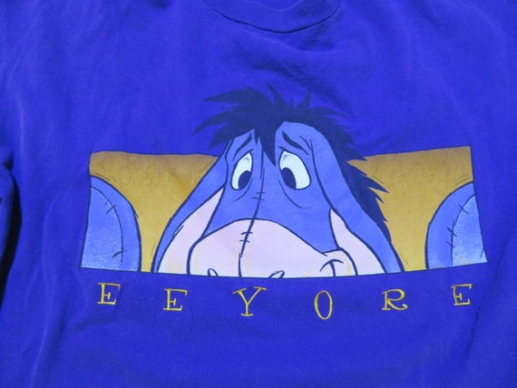 Vintage EEYORE T-Shirt  Purple Blue Gold Pooh Sz … - image 3