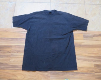 Vintage Honors Black Selvedge Pocket T-shirt 1990s 2XL Blank Plain Minimalist