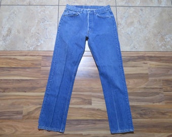 Vintage 1980s  LEVIS 501 Button-Fly Jeans Med Blue Wash  Sz 34x34  Measured  30x30