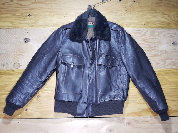 Vintage Oakton Limited Bomber Jacket Style Brown Leather Jacket 40