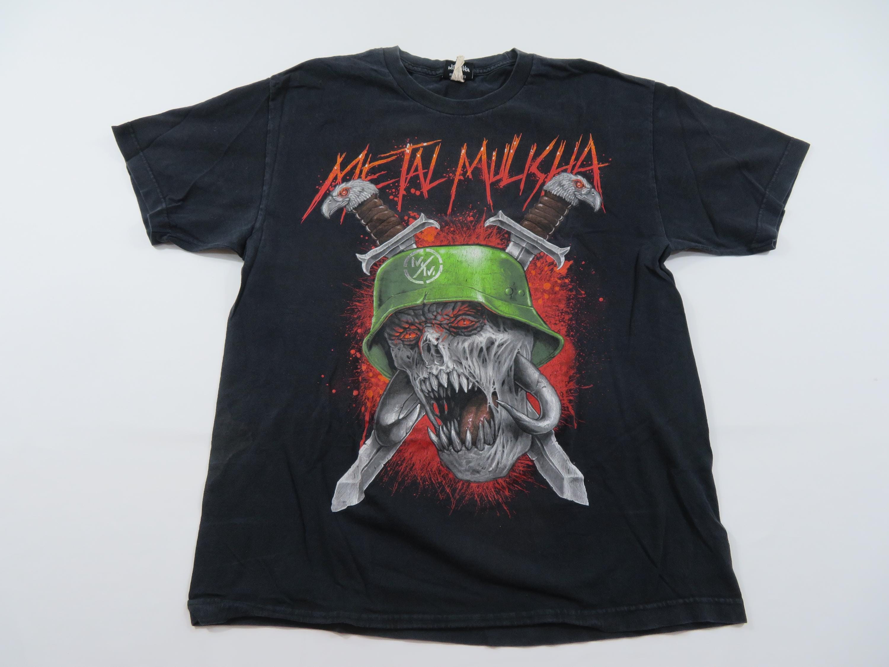 Metal Mulisha T-shirt, Zombie Skull, Black Red Green Sz L Y2K U10