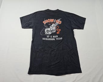 Vintage 3d Emblem Harley Davidson Street Tough Black T-shirt Show