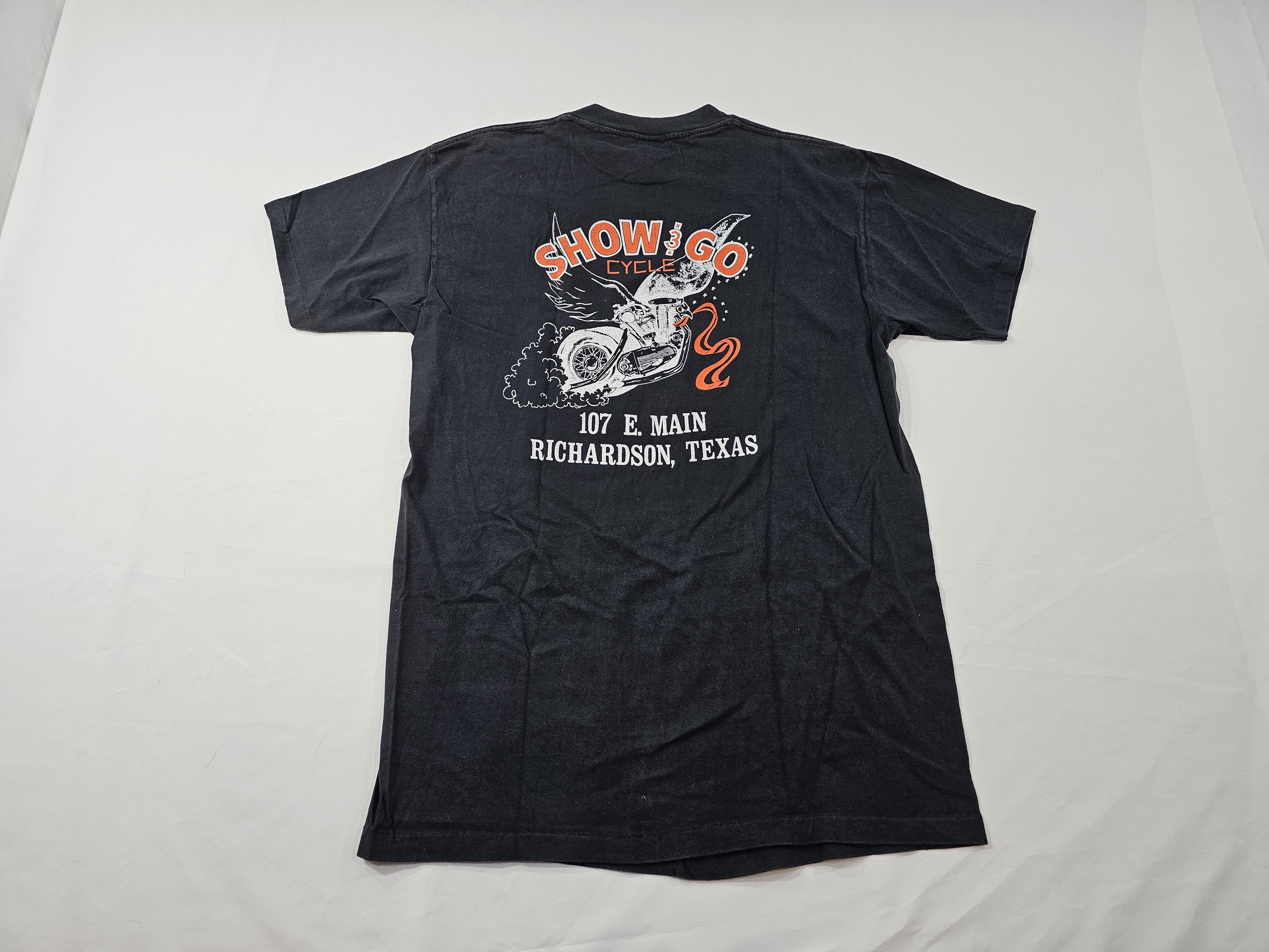 Vintage 3d Emblem Harley Davidson Street Tough Black T-shirt Show