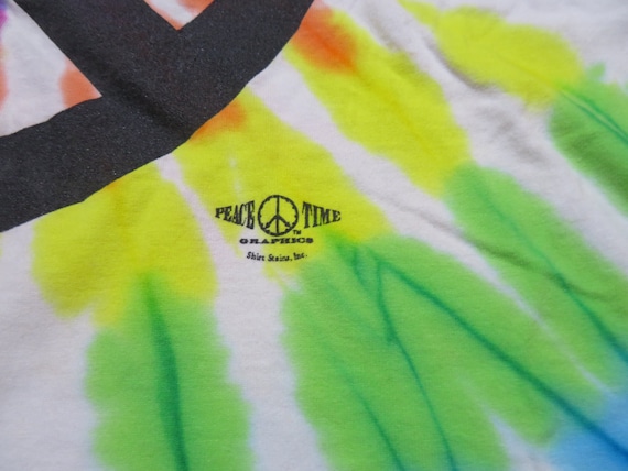 Vintage Peace Symbol Tye Dye Green Yellow Purple … - image 2