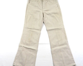 Lee Riders 1970s Boot Cut Flare Pants Beige Tan Striped Measure 31x29 Hippy boho