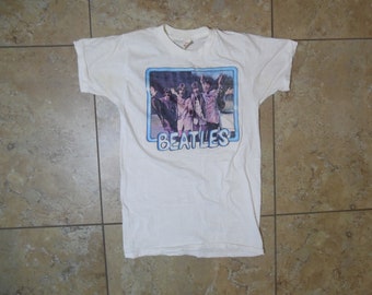 Camiseta VTG 1970 Beatles White Rock Band Concert Tour EUA feita média 38-40