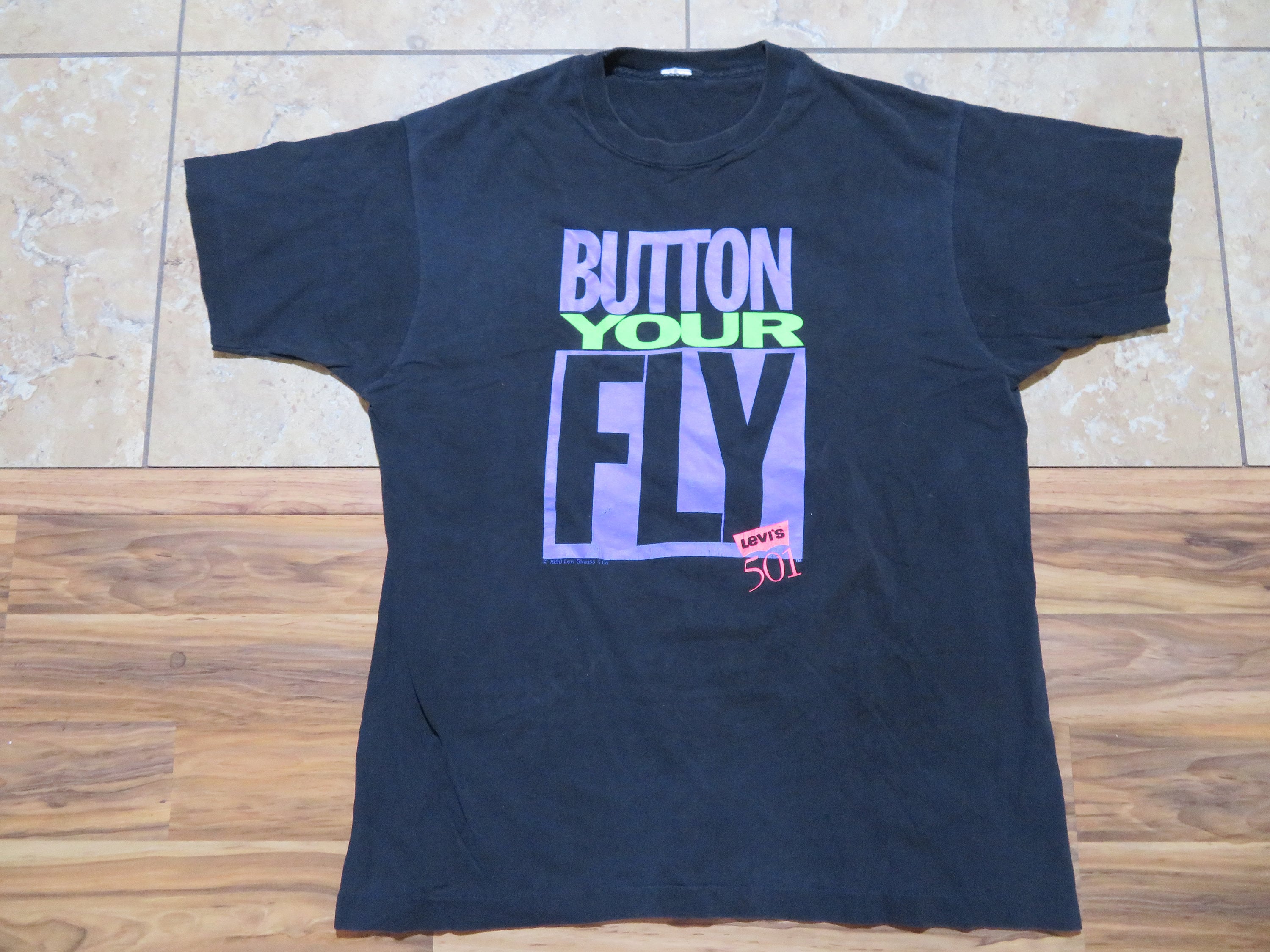 Vintage LEVIS 501 Button Your Fly Advertising T-shirt Black - Etsy